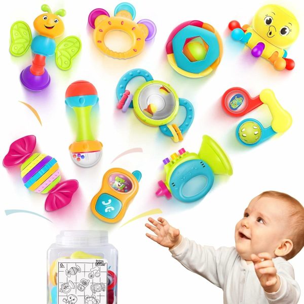 10Pcs Barnklatterleksaker Set Barn Grepp Skaka Klatter Sensory Tuggtand Barnets Utveckling Lärande Musikleksak Nyfödd Födelsedagspresent 0 1 2 3 4 5 6 7 8 9 10 12 Månad pojke flicka  |   Rattle & Plush Rings Rattle & Plush Rings Multicolor