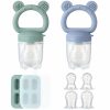 2 Pack Silicone Baby Fruit Feeder med Mini Freezer Tray, Baby Teether, Bröstmjölkspopsicleformar för Baby Teething Relief, Färska Matbitar för Säker Barnmatning, Extra Matpåsar  |   Tandbitar Tandbitar Tandbitar