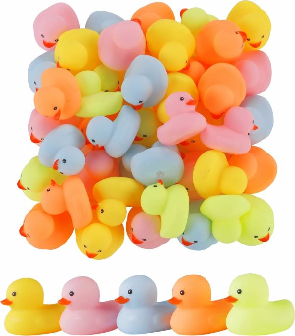 50 Pcs Multicolor Mini Rubber Duck Bath Toy, Skriker och flyter färgade små ankor i bulk, Baby Sower Ducks, Födelsedagsgåvor, Klassrumsincentiv, Sommar och poolaktivitet  |   Badleksaker Badleksaker Badleksaker