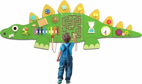 60” Stegosaurus Montessori Busy Board – Sensory Board – Activity Wall Busy Board Panels – Wall Furniture,Interaktiva träleksaker för pojkar och flickor – Perfekt för barnrum  |   Sorterings- och stapel-leksaker Sorterings- och stapel-leksaker Sorterings- och stapel-leksaker