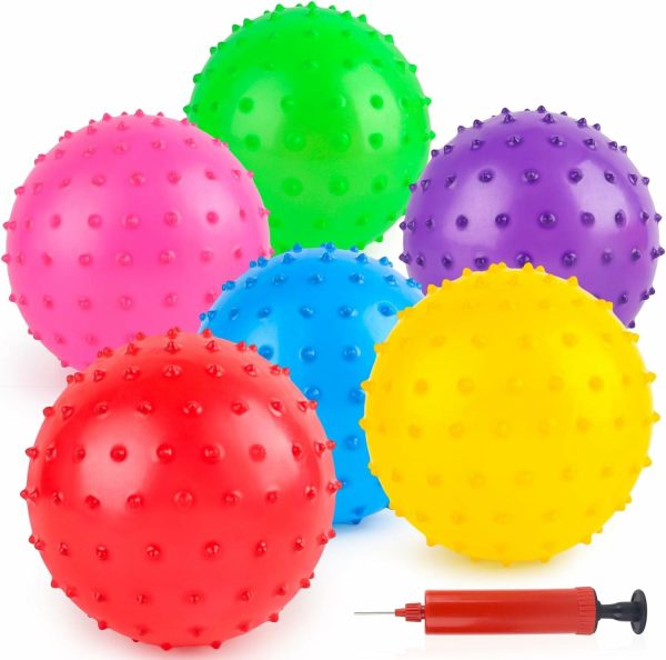 6Pcs Bounce Balls Knobby Balls Med Pump 6Inch Sinnesbollar Spikiga Massagesbollar För Barn Barnbarn  |   Bollar Bollar blått