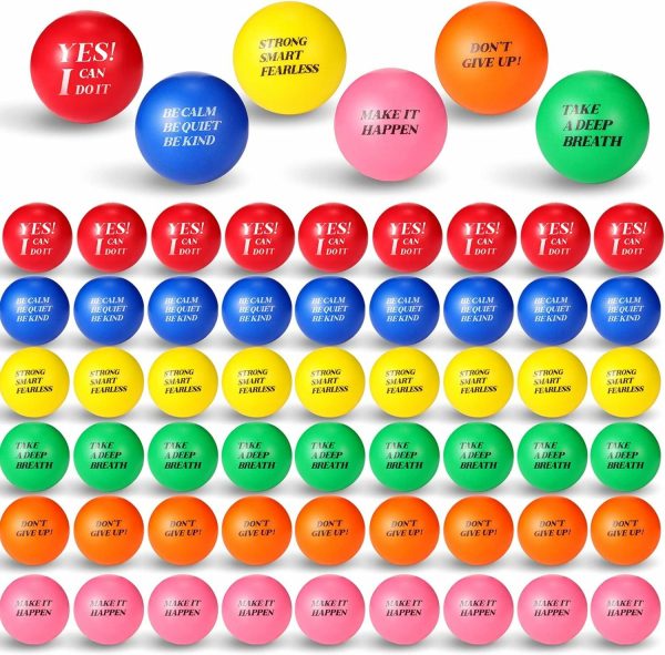 72 st motiverande stressbollar, färgglada skumbollar med inspirerande stresslindring för vuxna och barn, handövningar, stressbollar, ångestbollar, fidget-leksaker för att uppmuntra och uppmärksamma (ljusa färger)  |   Bollar Bollar Bollar