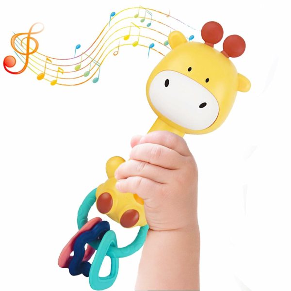 Baby Music Rattle Toy – Baby Tandbitningsspel för spädbarn 6-12-18 månader – Barnleksaker för småbarn – Present till pojke eller flicka (Giraffe)  |   Rattle & Plush Rings Rattle & Plush Rings Giraff