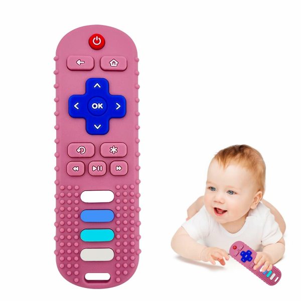 Baby Teething Toys  Livsmedelsklassigt Silikon Teether För Barn 3 6 12 18 Månader  TV fjärrkontrollformade Tuggleksaker  Frysar Bpa-fria (Rosa Rc)  |   Tandbitar Tandbitar Pink RC