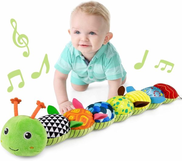 Baby Toys Musikalisk Catterpillar, Barnmynta Djurleksaker Med Krull och Klapp, mjuka Sensoryleksaker Med Texturer För Magtid För Nyfödda pojkar och flickor 0-3-6-12 månader (Grön)  |   Musikaliska leksaker Musikaliska leksaker Grön