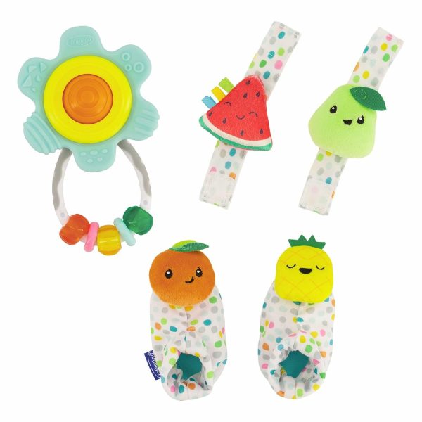 Baby’s 1St Rattle Bundle Gift Set  Handsrassel  Fotsrassel  Snurra & Suga Tugggummi  Flerfärgad Frukostämne  3-delat Värdesett För Barn 0M+  |   Rattle & Plush Rings Rattle & Plush Rings Flerfärgad