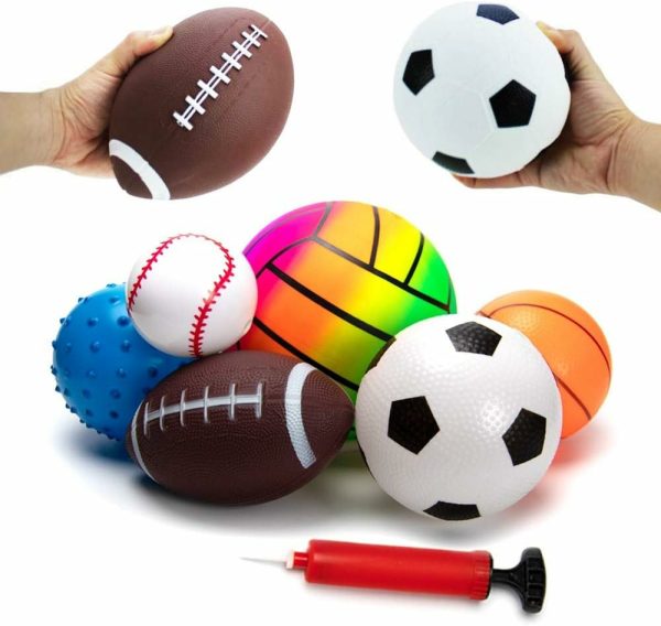 Ball Set For Toddlers 1-3  Assorted Balls Toddler Sports Balls Kids Balls Soft Toy Balls – Soccer Ball Playground Balls Basketball Volleyball Baseball Rugby – Inflatable With Pump  6 PcsBallset för småbarn 1-3 år  Mångfaldiga bollar Barnsportbollar Barnbollar mjuka leksaker – Fotbollsparkbollar Basketboll Volleyboll Baseboll Rugby – inflator med slang  6 st  |   Bollar Bollar Bollar