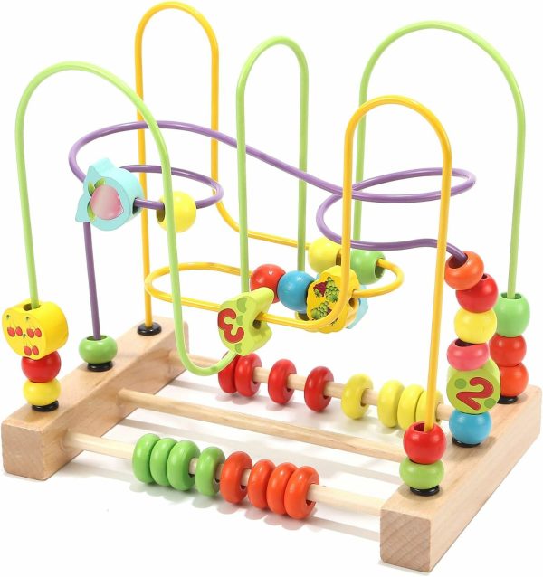 Bead Maze Barnleksak Trä Färgglad Abacus Rullbana Pedagogiska Cirkel-leksaker För Barn Bead Maze Aktivitetskub Sensory-leksaker För Barn  |   Aktivitetskub Aktivitetskub Aktivitetskub