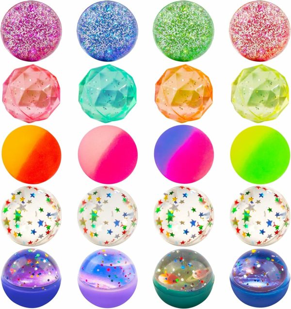 Bouncy Balls För Barn 20 St 5 Stilar 32Mm Blandade Bouncy Balls Med Lagomäska För Födelsedagsparty Förmåner  |   Bollar Bollar 20 stilar 5 stilar