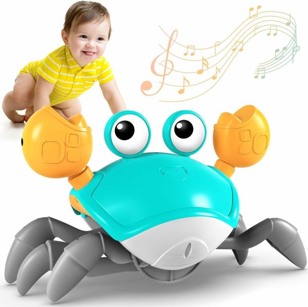 Crawling Crab Toy – Barns magelek Babyleksaker  Underhållande interaktiva dansande gående rörliga leksaker med musik  Barnleksaker 0-6 månader till 12-18 månader pojkar flickor barnkalasgåvor  |   Musikaliska leksaker Musikaliska leksaker Grön1