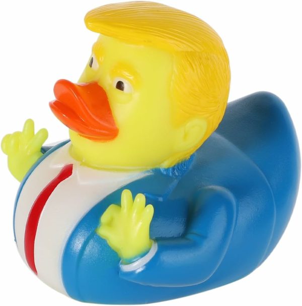 Duck Trump  Gummityrann Ducky Badleksak Tryck Cartonisering Duck Humorstjärna Gyllene Hår Blå Kjol Skärp Flytande Samling För Bil Bordsskiva Badrum  |   Badleksaker Badleksaker Badleksaker