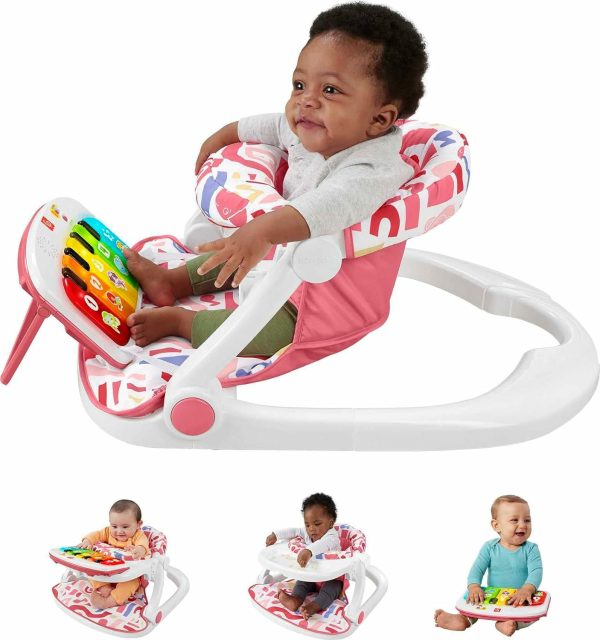 Fisher-Price Flyttbar Barnstol Kick & Play Deluxe Sit-Me-Up Sitt med piano och lärande leksak samt frukostbricka för spädbarn till småbarn – Rosa  |   Elektroniska tidiga utvecklingsleksaker Elektroniska tidiga utvecklingsleksaker Elektroniska tidiga utvecklingsleksaker