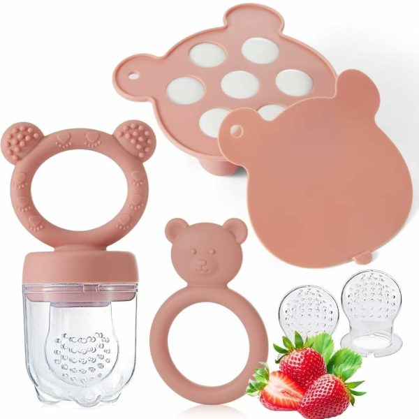 Keert Baby Bröstmjölkspopsicleformar med Baby Food Feeder för tandvärkslindring Silikonfruktmatare pacifier matfrysplatta för barnmatning Tandköttsleksak  |   Tandbitar Tandbitar Pink