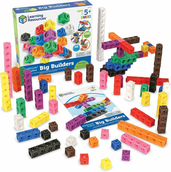 Mathlink Cubes Stora Byggare – Set med 200 kuber, Ålder 5+, Utvecklar tidiga matematikfärdigheter, Stem-leksaker, Matematikspel för barn, Matematikkuber för barn, Fylla på presentlådor  |   Aktivitetskub Aktivitetskub Aktivitetskub