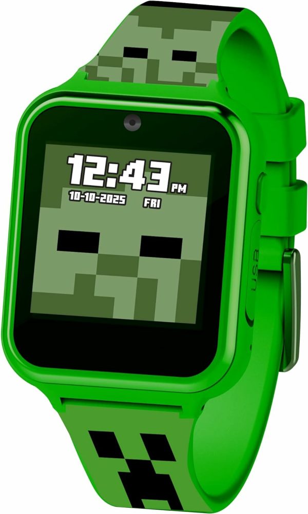 Minecraft Barn Grön Pedagogisk Lärarledd Touchscreen Smartwatch Spel för tjejer och killar – Selfie-kamera, Lärarleka Spel, Vak, Kalkylator, Stepgenerator och mer (Modell: Min4130Az)  |   Elektroniska tidiga utvecklingsleksaker Elektroniska tidiga utvecklingsleksaker Elektroniska tidiga utvecklingsleksaker