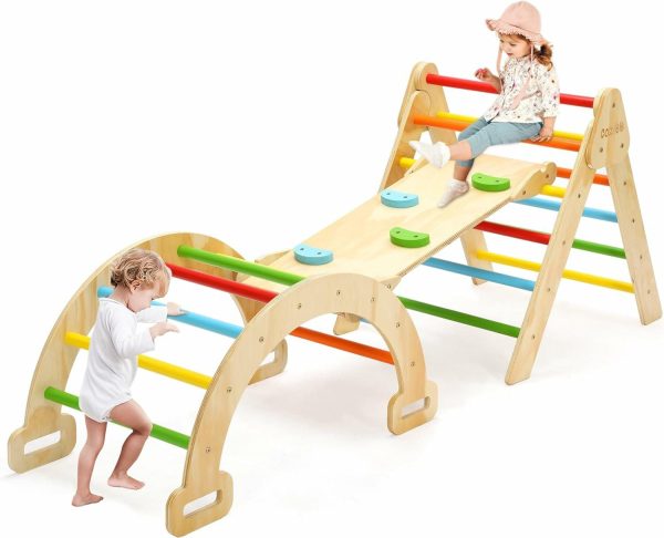 Pikler Triangle Set 5 i 1 Regnbåge Baby Montessori Klatrleksaker  Inomhuslekplats För Barn  Fällbar Inomhusklatrleksak Med Ramp  Bågklatrare  Klatrleksaker För Barn 1-3  |   Inomhusklättermöjligheter & lekomponenter Inomhusklättermöjligheter & lekomponenter Inomhusklättermöjligheter & lekomponenter