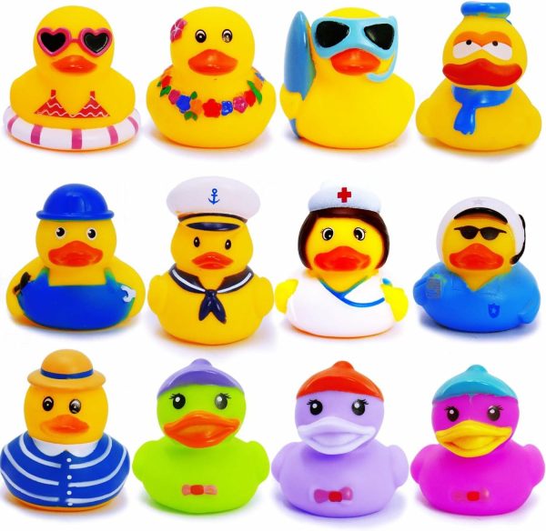 Rubber Ducks, leksaker, barn, badleksaker, åldersgräns 1+, flytande ankor, duschar, tillbehör, klassrum, Halloween, födelsedagsduschar, festgods, simbassäng, leksak, dekoration, present (12 pack)  |   Badleksaker Badleksaker Badleksaker