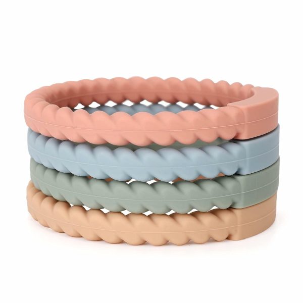 Silikon babytandbitleksak 4 pack Bpa-fri mjuk silikon tandbitshalsband för barn på 3+ månader. Kan bäras som armband. Babytandbitleksak (Salvia/Eter/Tonad/Aprikos)  |   Tandbitar Tandbitar Sage, Ether, Dämpad, Aprikos