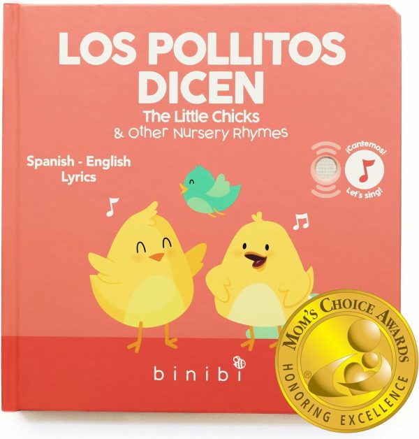 Spansk musikalisk bok för barn och småbarn 1-3 Los Pollitos Dicen och andra barnvisor | Spanskspråkig inlärning för barn | Bilingualt barnbok | Ljudbok | Libro en Español para bebés  |   Musikaliska leksaker Musikaliska leksaker Los Pollitos Dicen (Röd)