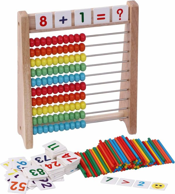 Träabacus för barn Matematik med 100 räknestavar och nummerleksaker kort 1-100 Utbildande matematikspel Förskoleleksaker Matematiska manipulativa för grundskola 1:a och 2:a klassen  |   Abacuser Abacuser Abacuser