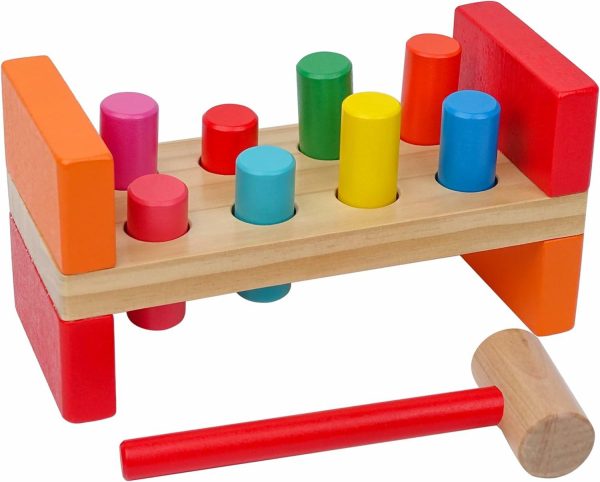 Trähammareleksak för barn 1-3 år  Montessori-slagbänkleksak med 8 spetsar och mätare för ögon-hands samordning  Ångleksak för barn  |   Hammering & Pounding Toys Hammering & Pounding Toys Hammering & Pounding Toys