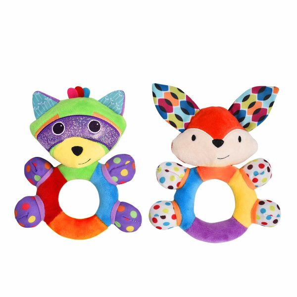 Tuggljudleksaker  Barnleksak för flickor och pojkar Lärarleksak Nyfödd mjuk klämma ljudklocka skakning knäppgom Sensory resa tillbehör För 0-3-6-9-12 månader  |   Rattle & Plush Rings Rattle & Plush Rings Multicolor