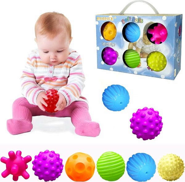 Sensorbollar för baby, Sensory Baby Toys 6-12 månader för småbarn 1-3 år, ljusa färger, mönstrade, mjuka bollar, presentset, Montessorileksaker för baby 6-12 månader, barnleksaker (6-pack)  |   Bollar Bollar Bollar