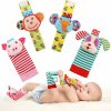 Soft Baby Wrist Rattle Foot Finder Socks Set, bomull och mjuk stoppad leksak, födelsedags- och semesterpresent för nyfödda pojkar och flickor 0/3/4/6/7/8/9/12/18 månader, barn och småbarn, 4 söta djur  |   Rattle & Plush Rings Rattle & Plush Rings mutilcolor